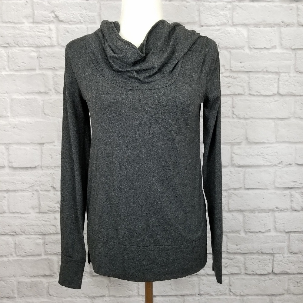 Soulcycle dark gray copper letter cowl neck lightweight hoodie womens size Small - Picture 7 of 9